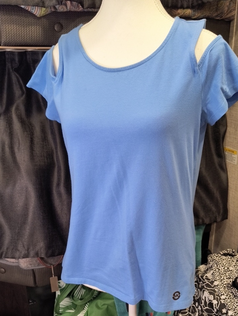 Michael Kors Light Blue Cold-Shoulder Women's Top, Medium